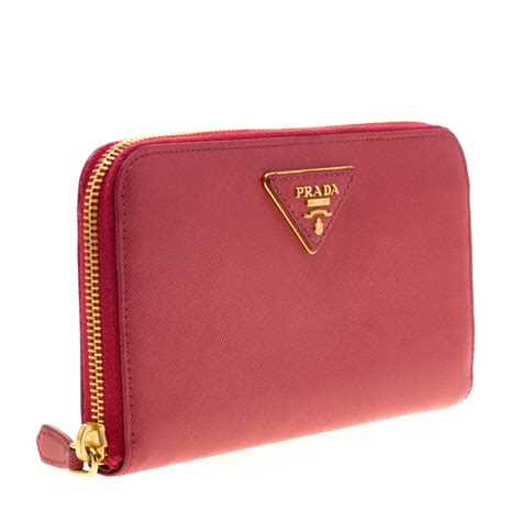 prada hot pink wallet|Prada pink leather wallet.